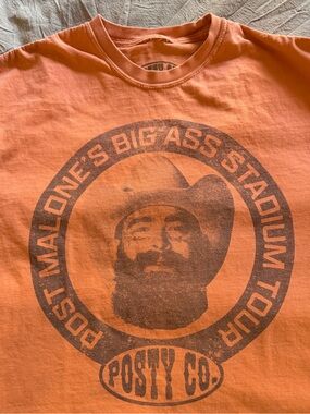 Posty Co. Post Malone's Big Ass Stadium Tour' Orange Graphic Tee